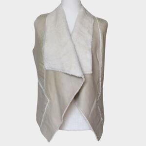 BLANK NYC Faux Leather Fur Lined Vest Cream Size S